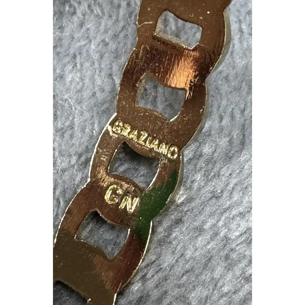 Vintage Graziano Gold Tone Chunky Chain Bangle Bracelet w/ Heart Padlock Charm - Picture 6 of 7